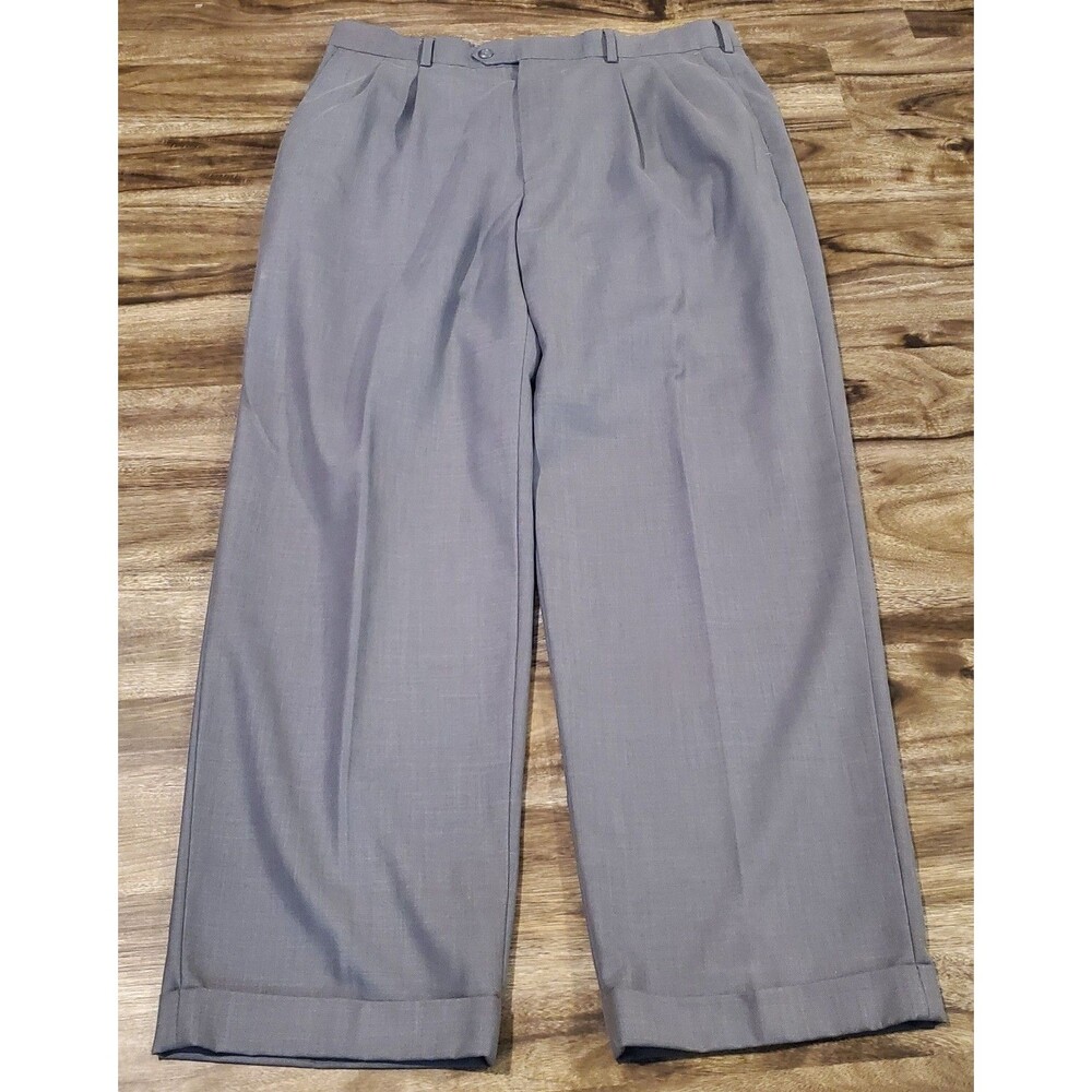 Perry Ellis America Men's 36x30 Pleated Cuffed Gray Dress Pants Slacks